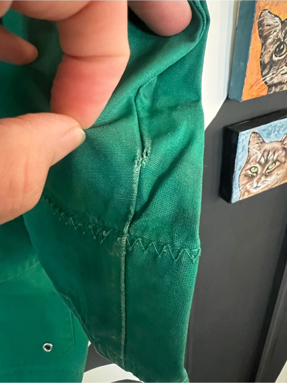 Vintage Green Toggle Coat with Corduroy Collar - Picture 6 of 11